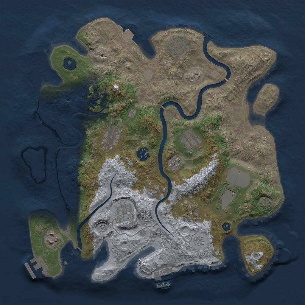 Rust Map: Procedural Map, Size: 3500, Seed: 40728, 15 Monuments