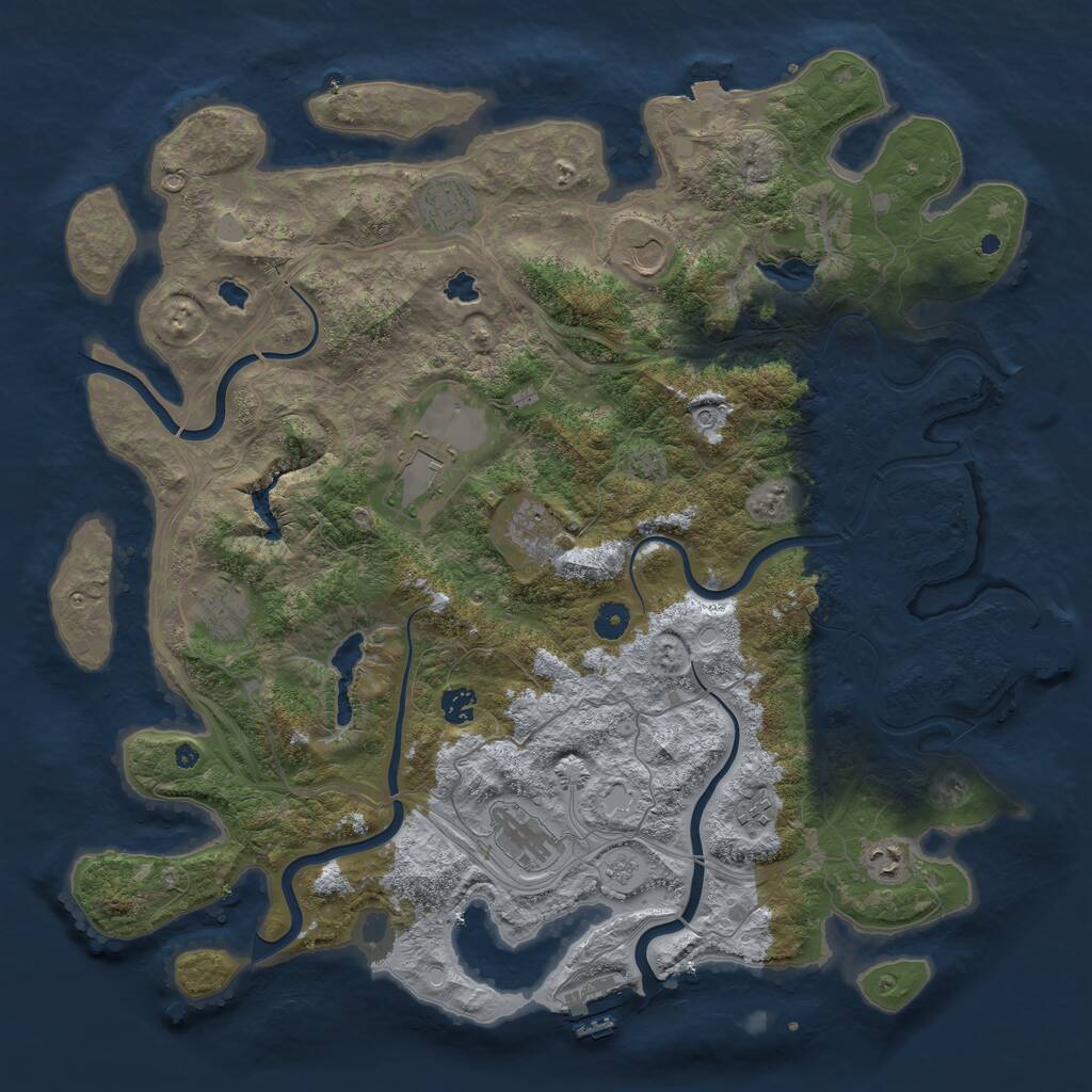 Rust Map: Procedural Map, Size: 4500, Seed: 831870526, 15 Monuments
