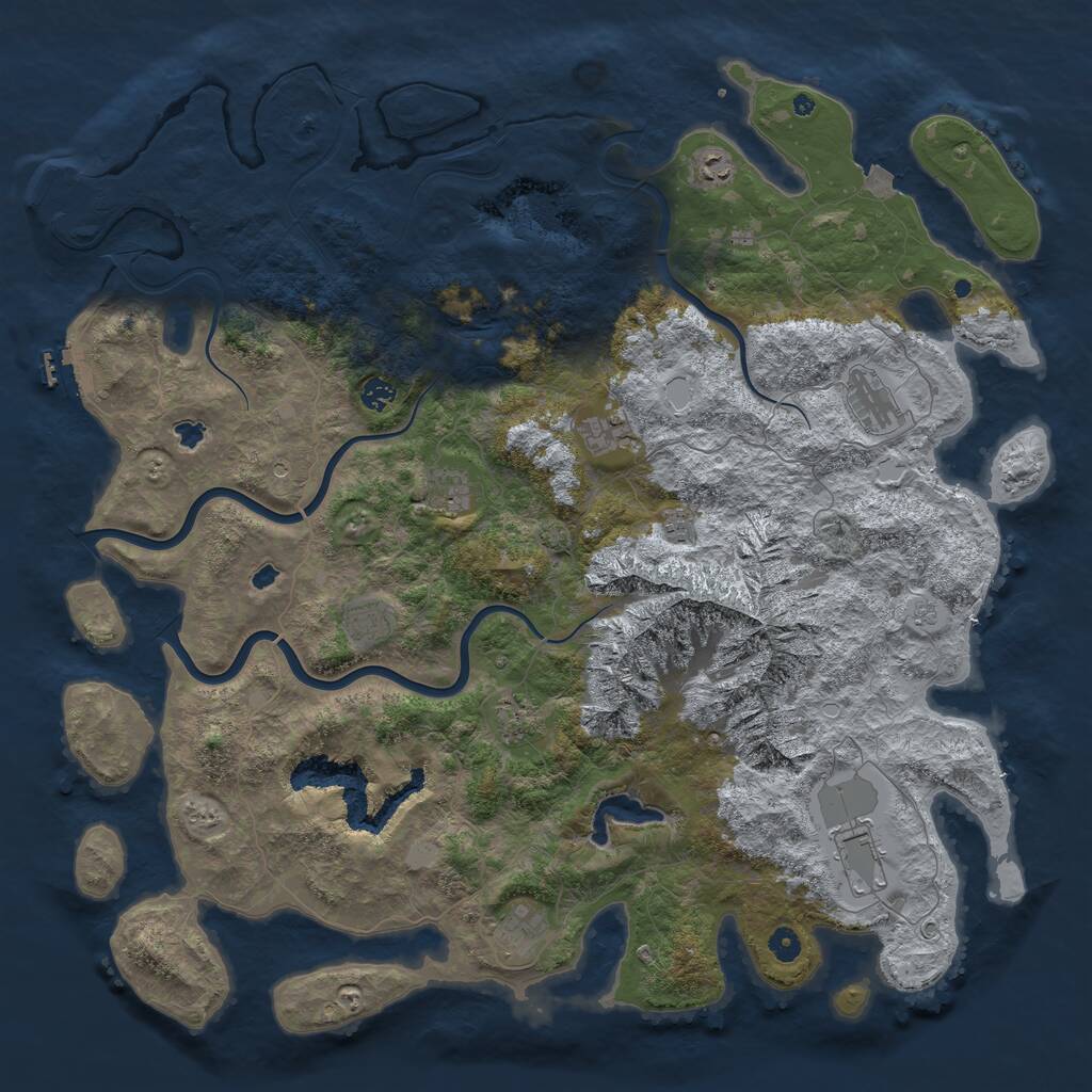 Rust Map: Procedural Map, Size: 5000, Seed: 5646842, 16 Monuments
