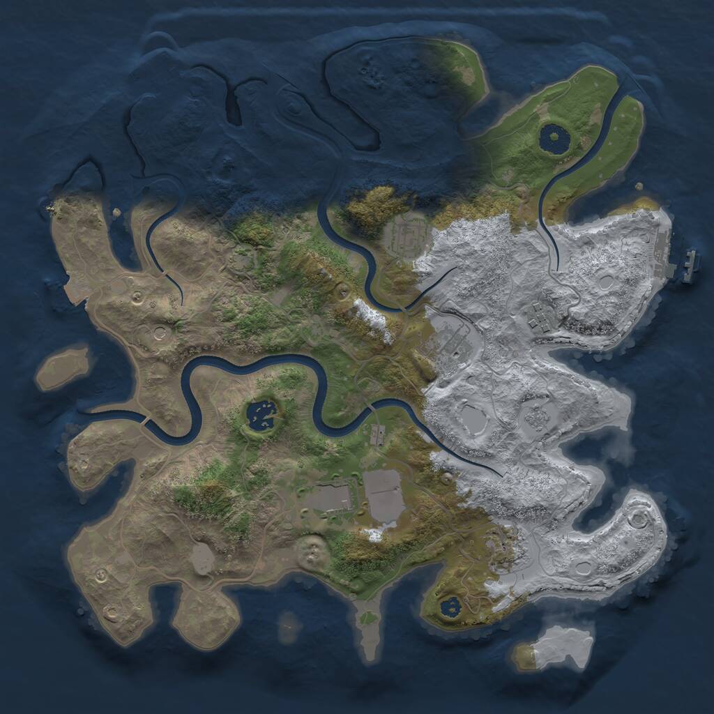 Rust Map: Procedural Map, Size: 3500, Seed: 1810950624, 12 Monuments