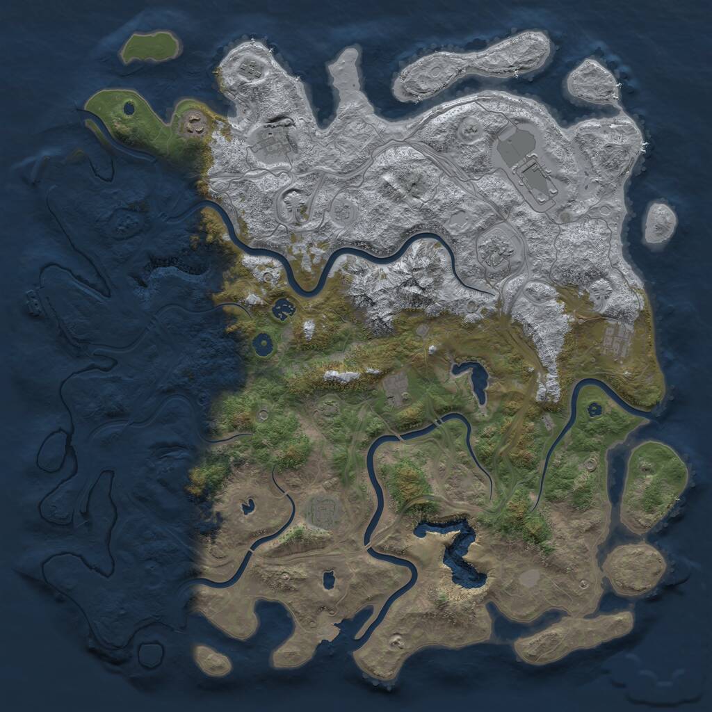 Rust Map: Procedural Map, Size: 5000, Seed: 967927727, 15 Monuments