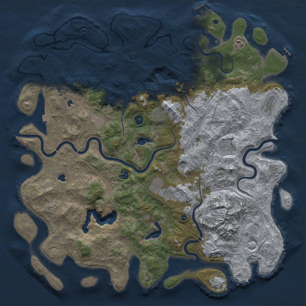 Rust Map: Procedural Map, Size: 5000, Seed: 1710098407, 14 Monuments