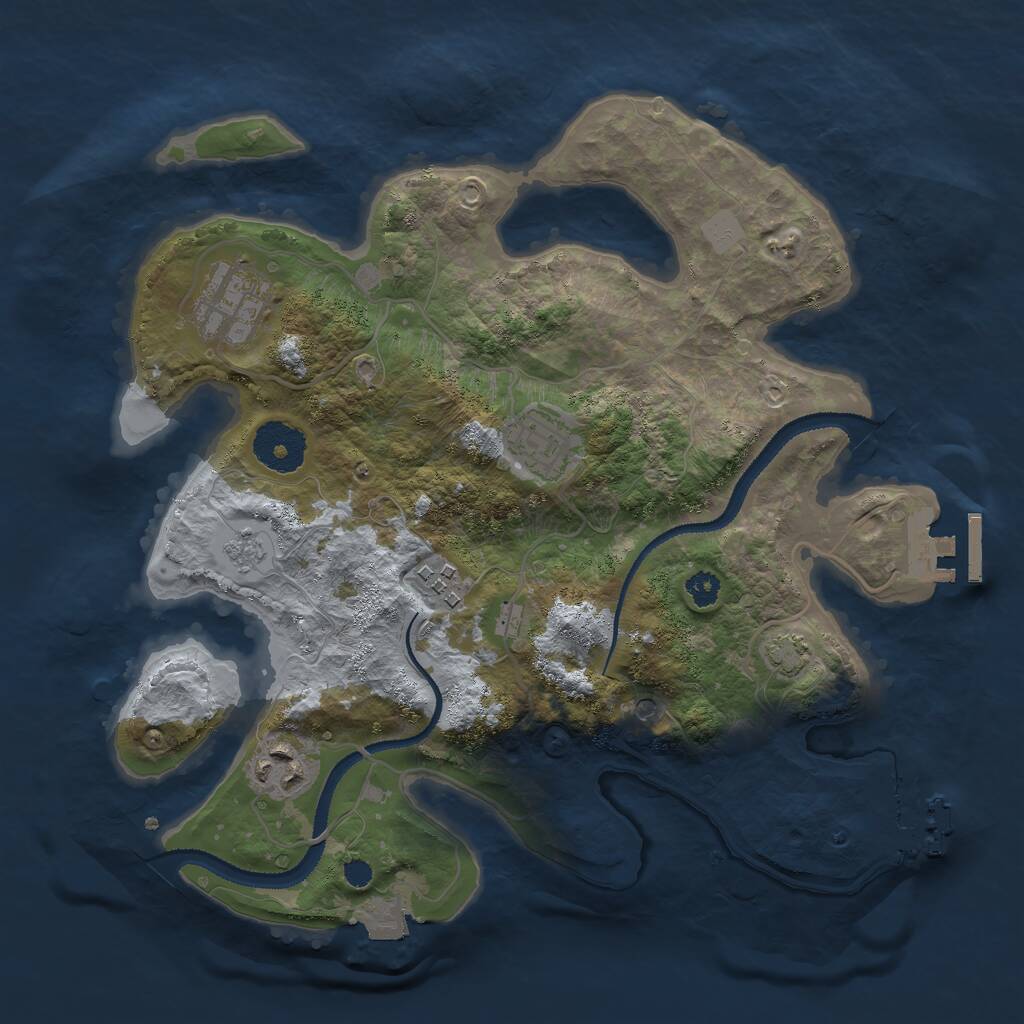 Rust Map: Procedural Map, Size: 3000, Seed: 1131346081, 10 Monuments