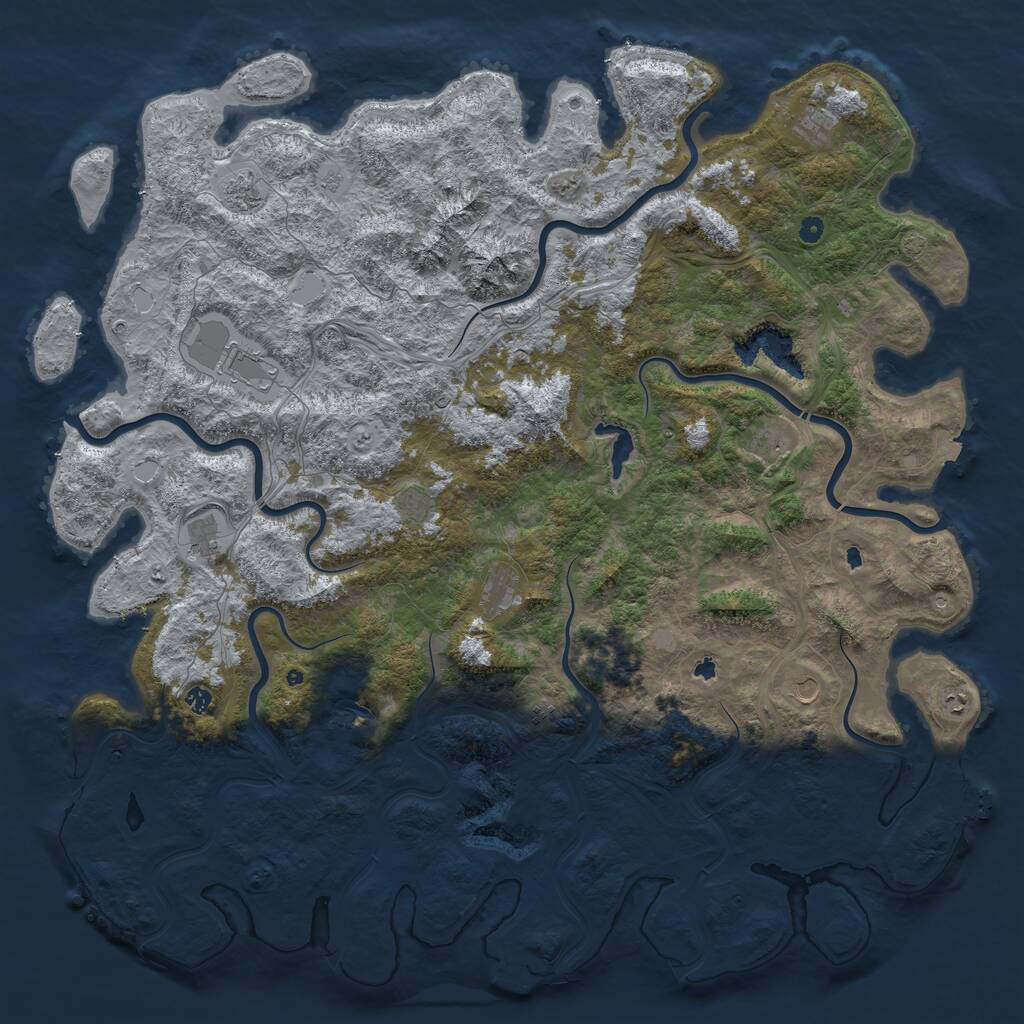 Rust Map: Procedural Map, Size: 6000, Seed: 545163900, 17 Monuments