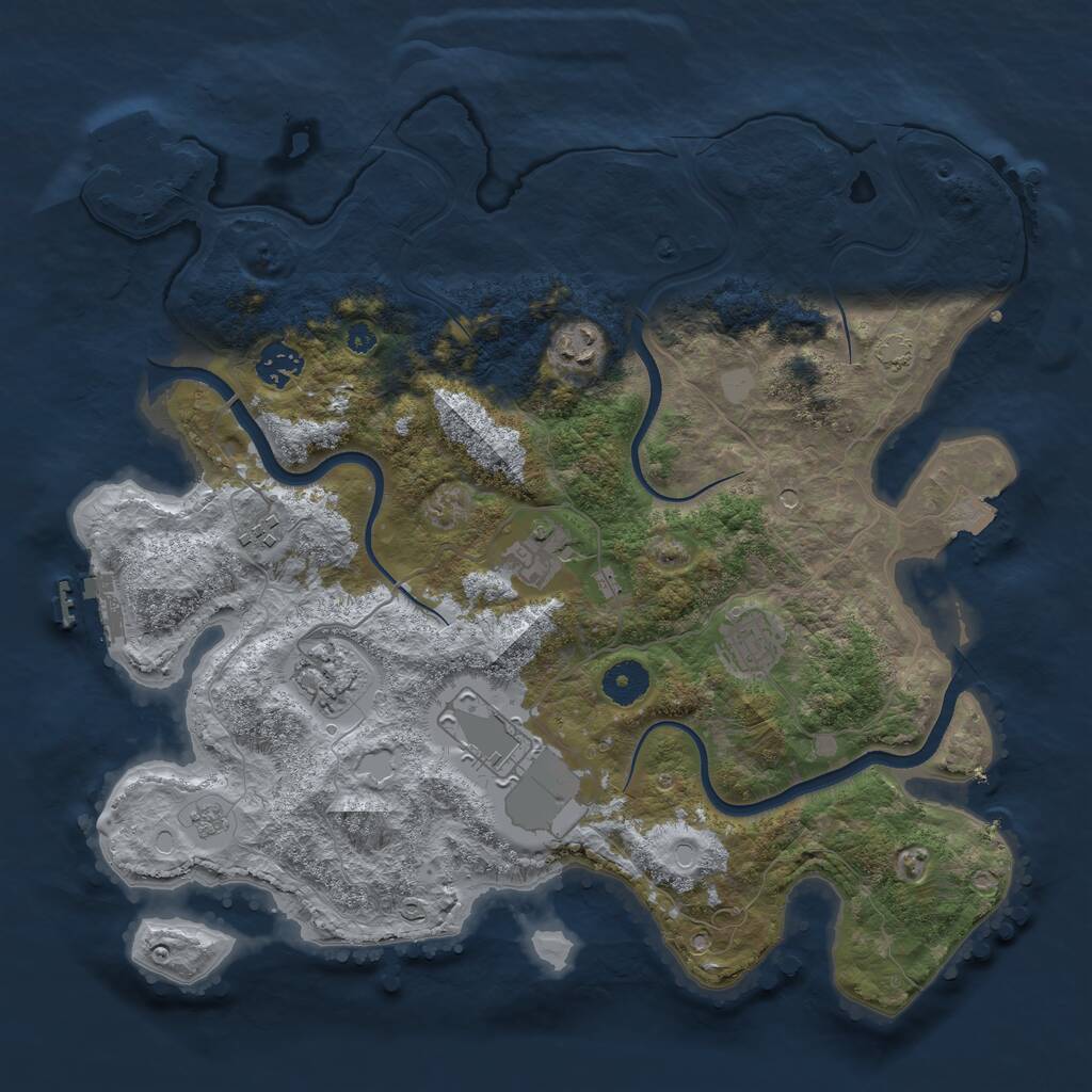 Rust Map: Procedural Map, Size: 3700, Seed: 1060186681, 13 Monuments