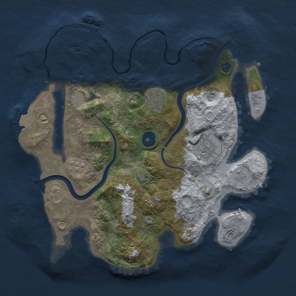 Rust Map: Procedural Map, Size: 3000, Seed: 611873503, 8 Monuments