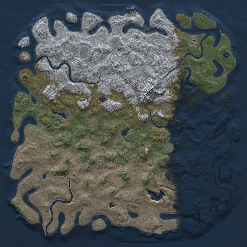 Rust Map: Procedural Map, Size: 6000, Seed: 19971207, 17 Monuments