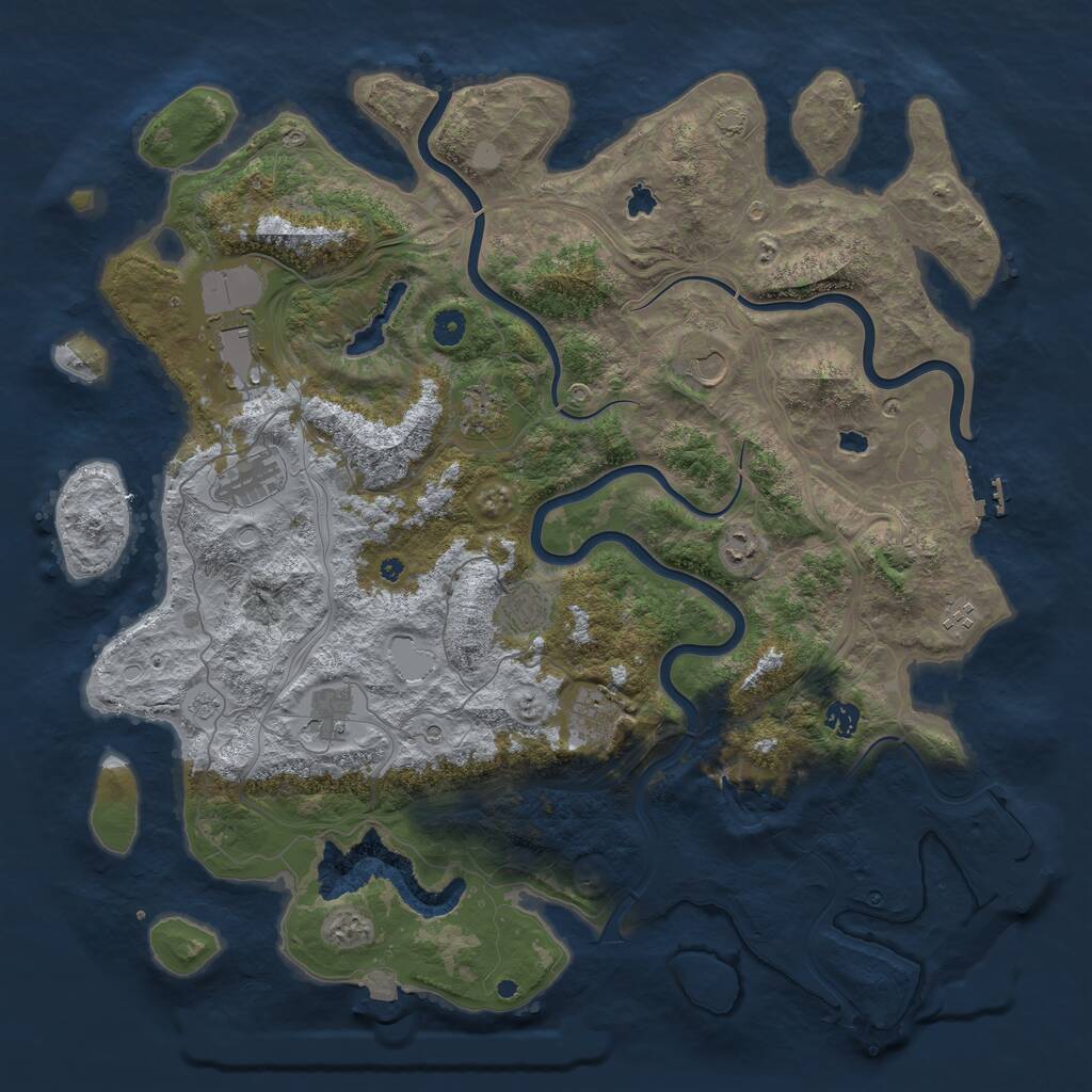 Rust Map: Procedural Map, Size: 4673, Seed: 3232136, 16 Monuments