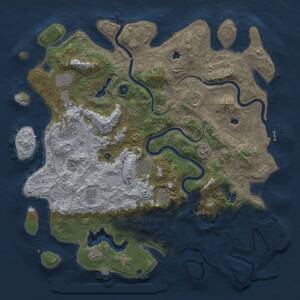 Thumbnail Rust Map: Procedural Map, Size: 4673, Seed: 3232136, 16 Monuments