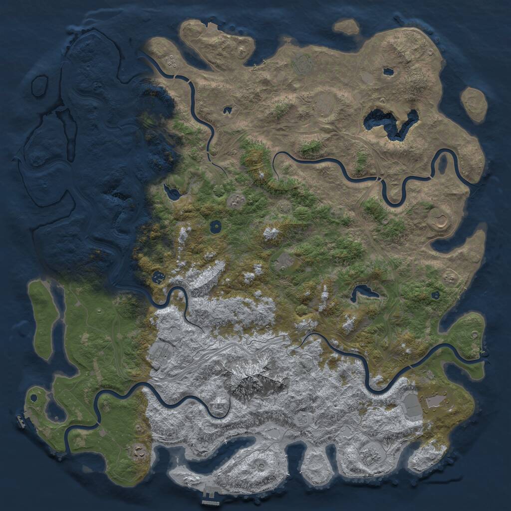 Rust Map: Procedural Map, Size: 6000, Seed: 99567144, 17 Monuments