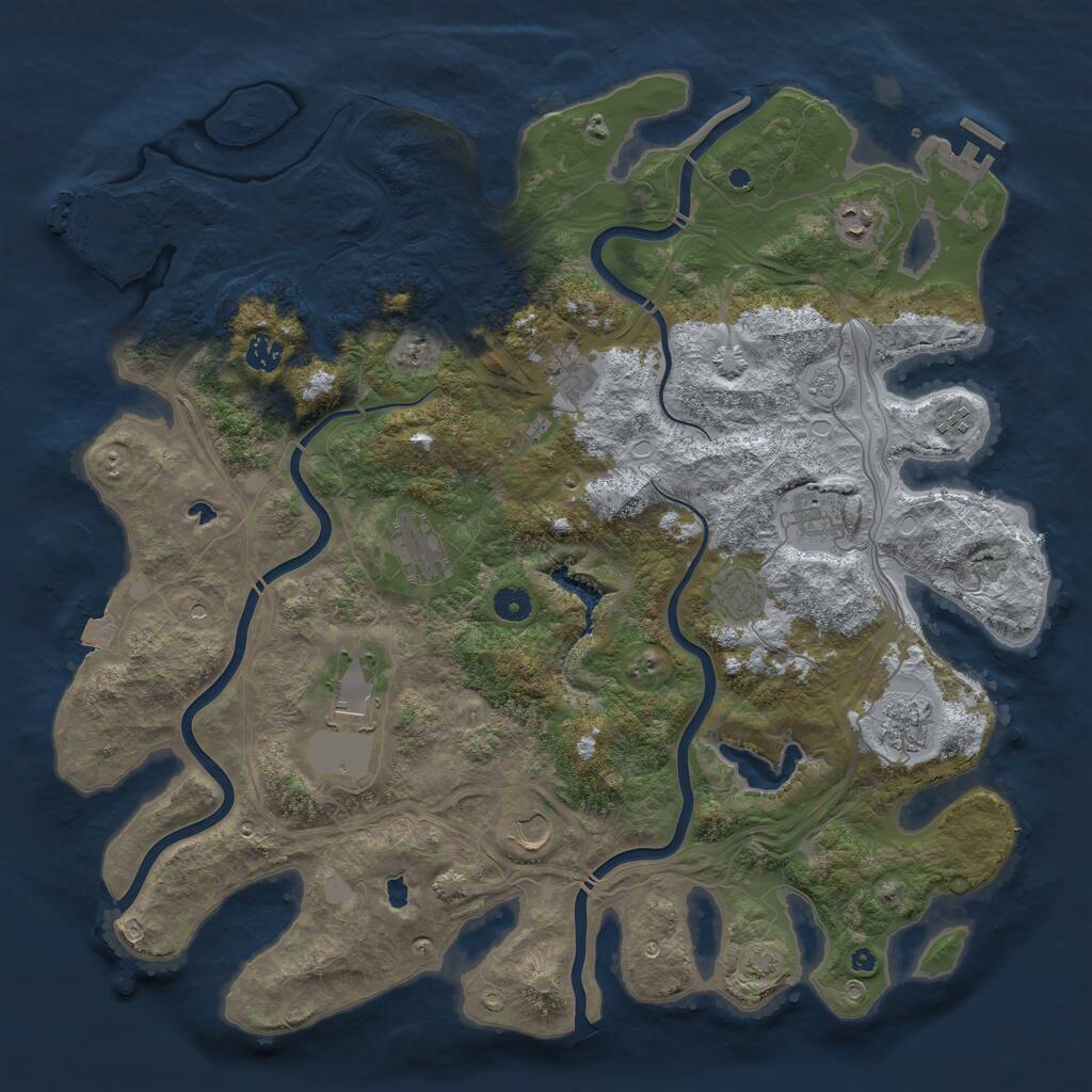 Rust Map: Procedural Map, Size: 4500, Seed: 381607038, 16 Monuments