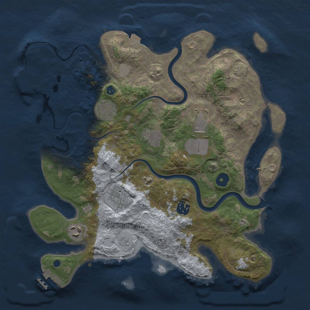 Rust Map: Procedural Map, Size: 3500, Seed: 268903340, 12 Monuments