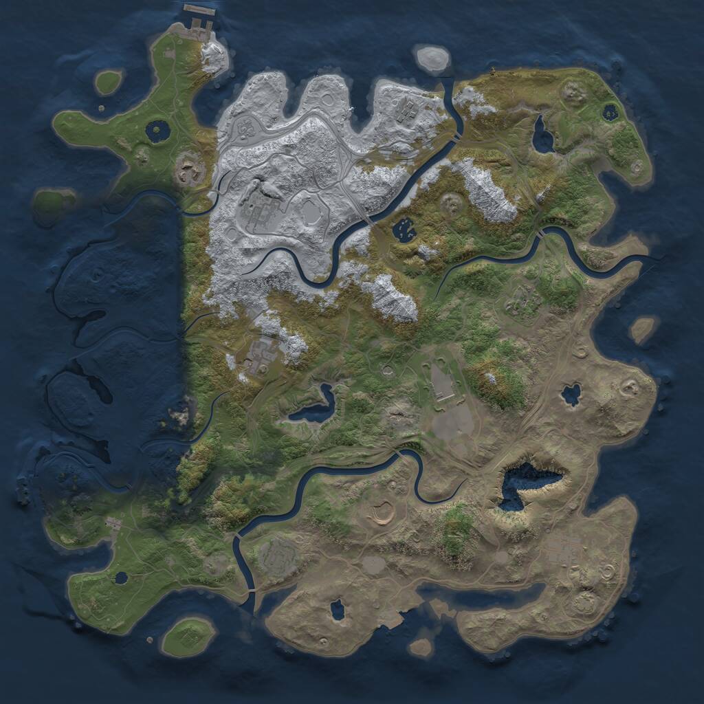 Rust Map: Procedural Map, Size: 4500, Seed: 58717288, 16 Monuments
