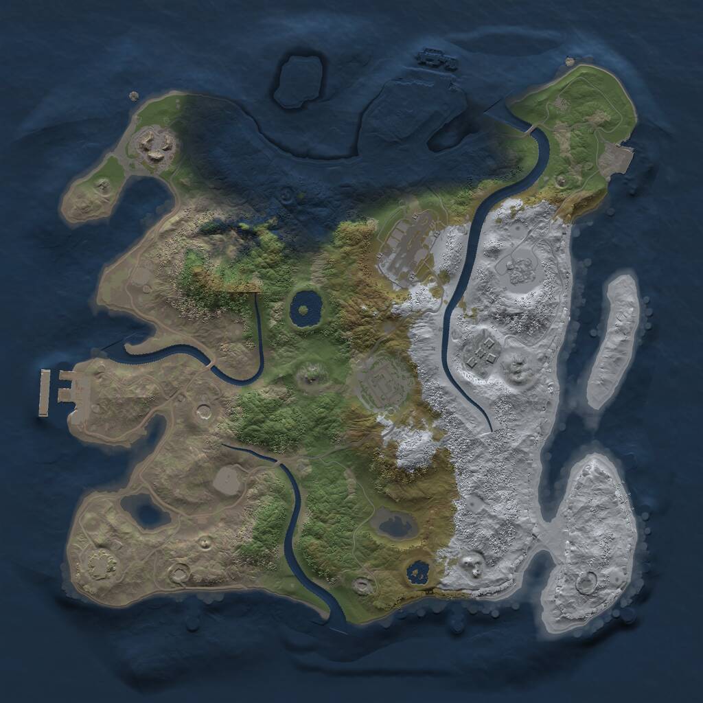 Rust Map: Procedural Map, Size: 3000, Seed: 485785634, 10 Monuments