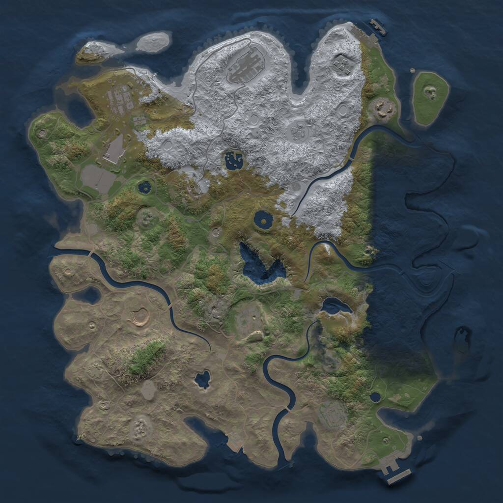 Rust Map: Procedural Map, Size: 4000, Seed: 190722, 16 Monuments