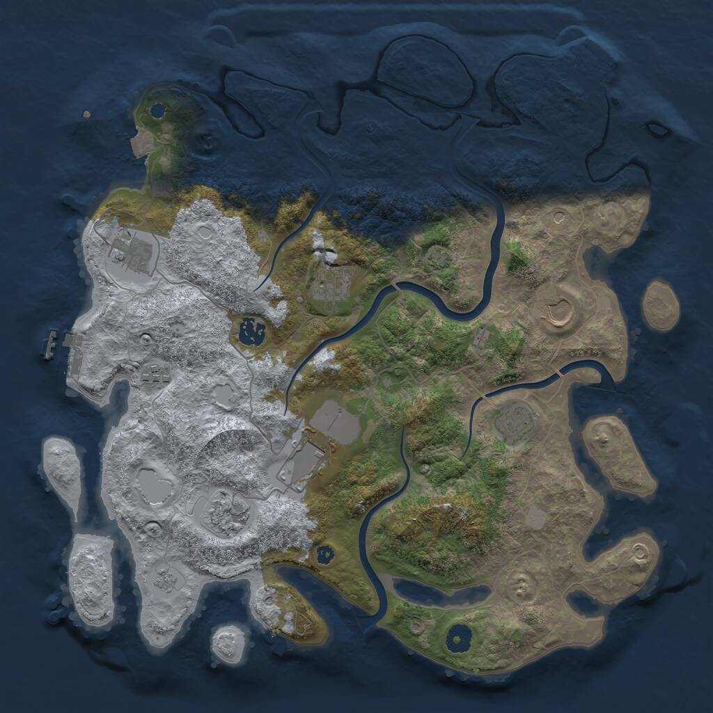 Rust Map: Procedural Map, Size: 3900, Seed: 1457912349, 14 Monuments