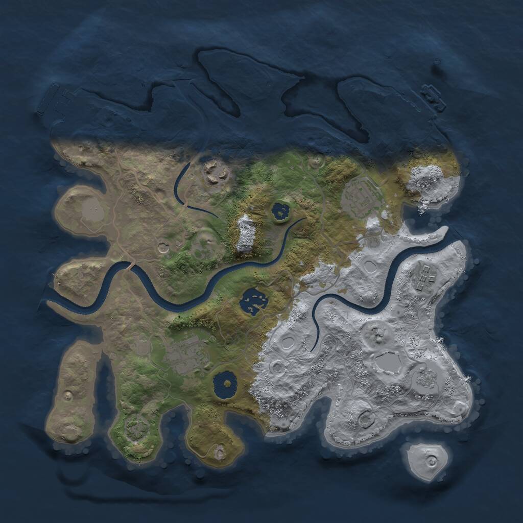 Rust Map: Procedural Map, Size: 3000, Seed: 1190127448, 11 Monuments