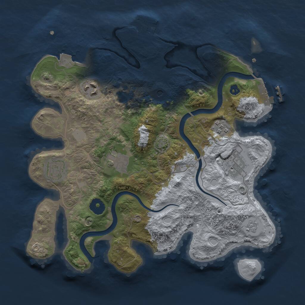 Rust Map: Procedural Map, Size: 3000, Seed: 1190127448, 11 Monuments