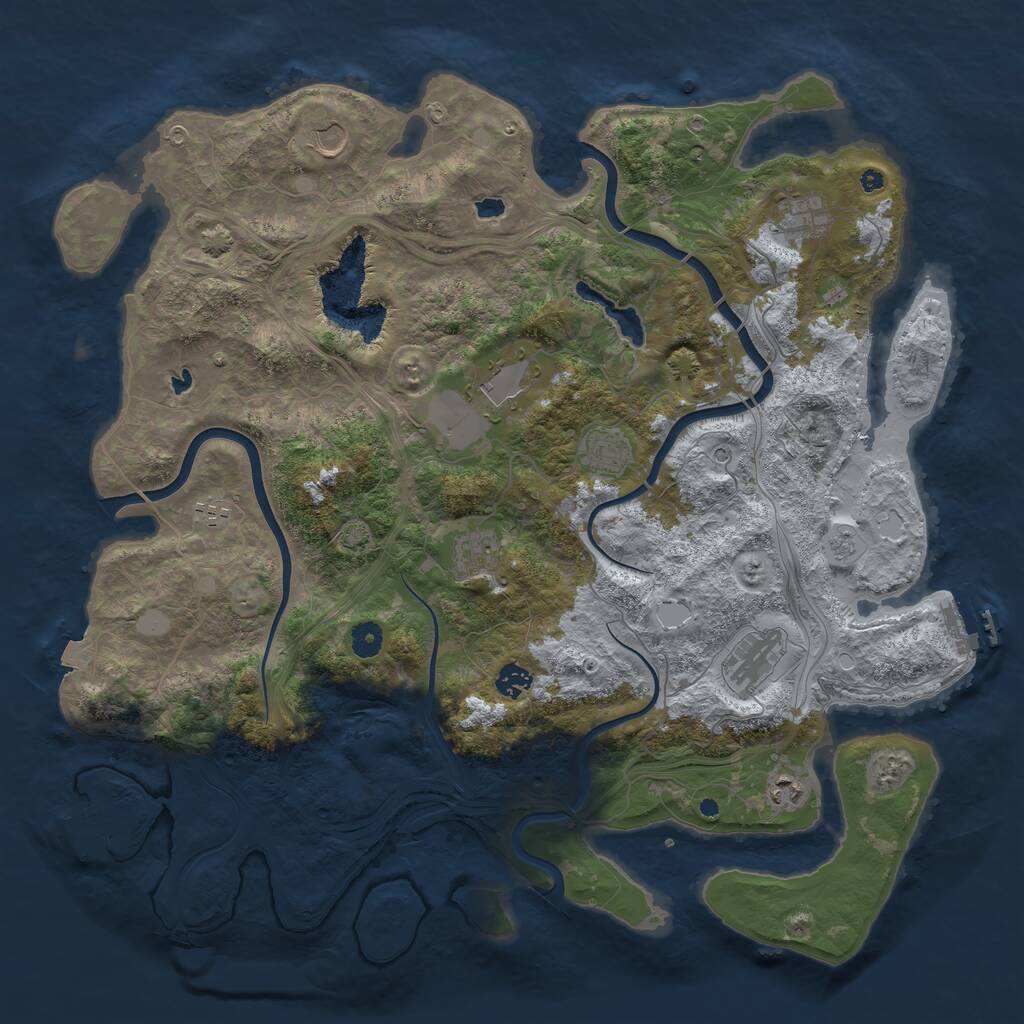 Rust Map: Procedural Map, Size: 4500, Seed: 50525, 15 Monuments