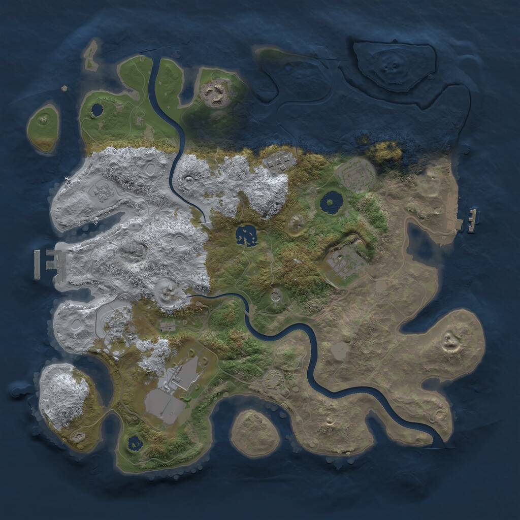 Rust Map: Procedural Map, Size: 3500, Seed: 814649473, 13 Monuments