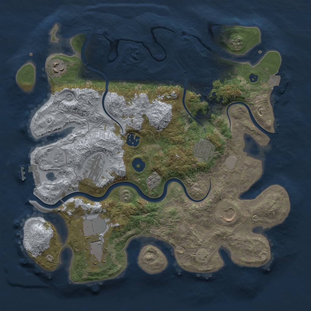 Rust Map: Procedural Map, Size: 3500, Seed: 814649473, 12 Monuments