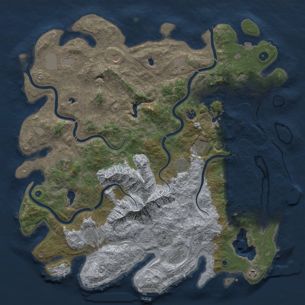 Rust Map: Procedural Map, Size: 5000, Seed: 774195981, 17 Monuments