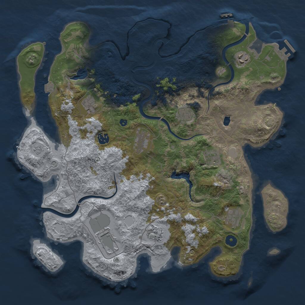 Rust Map: Procedural Map, Size: 4000, Seed: 698145, 16 Monuments