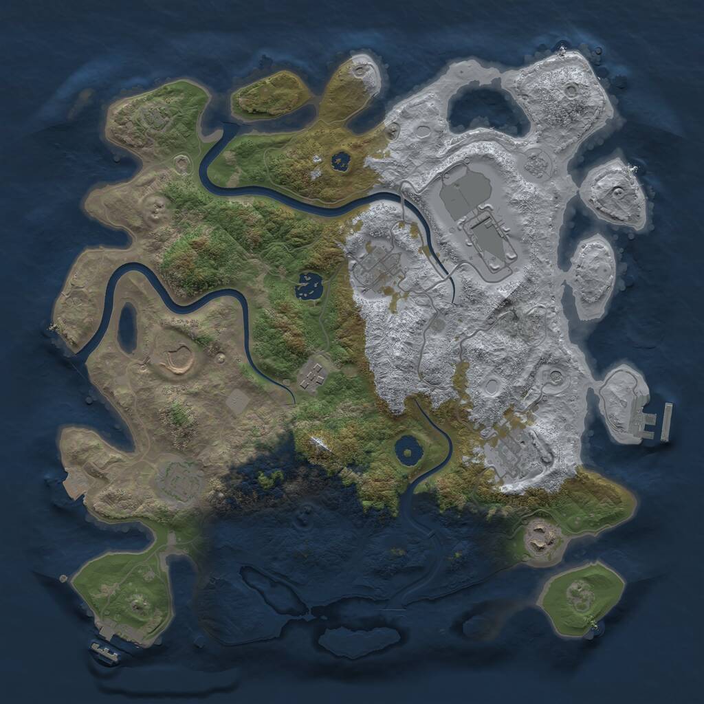 Rust Map: Procedural Map, Size: 3700, Seed: 905585014, 14 Monuments