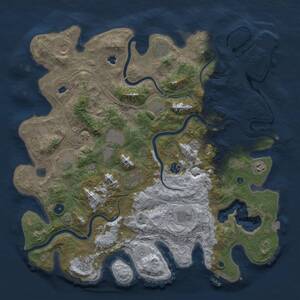 Thumbnail Rust Map: Procedural Map, Size: 4500, Seed: 736809657, 17 Monuments