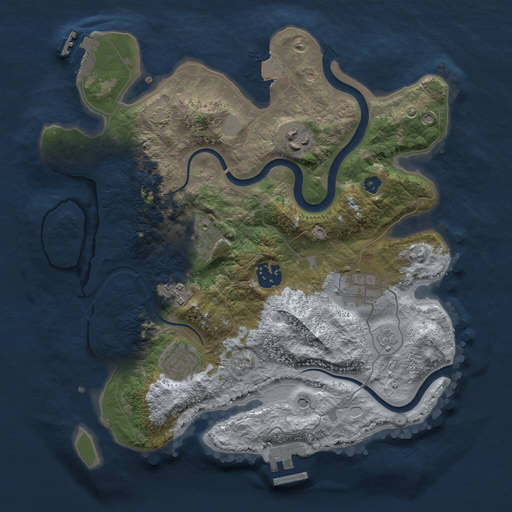 Rust Map: Procedural Map, Size: 3000, Seed: 9970, 12 Monuments