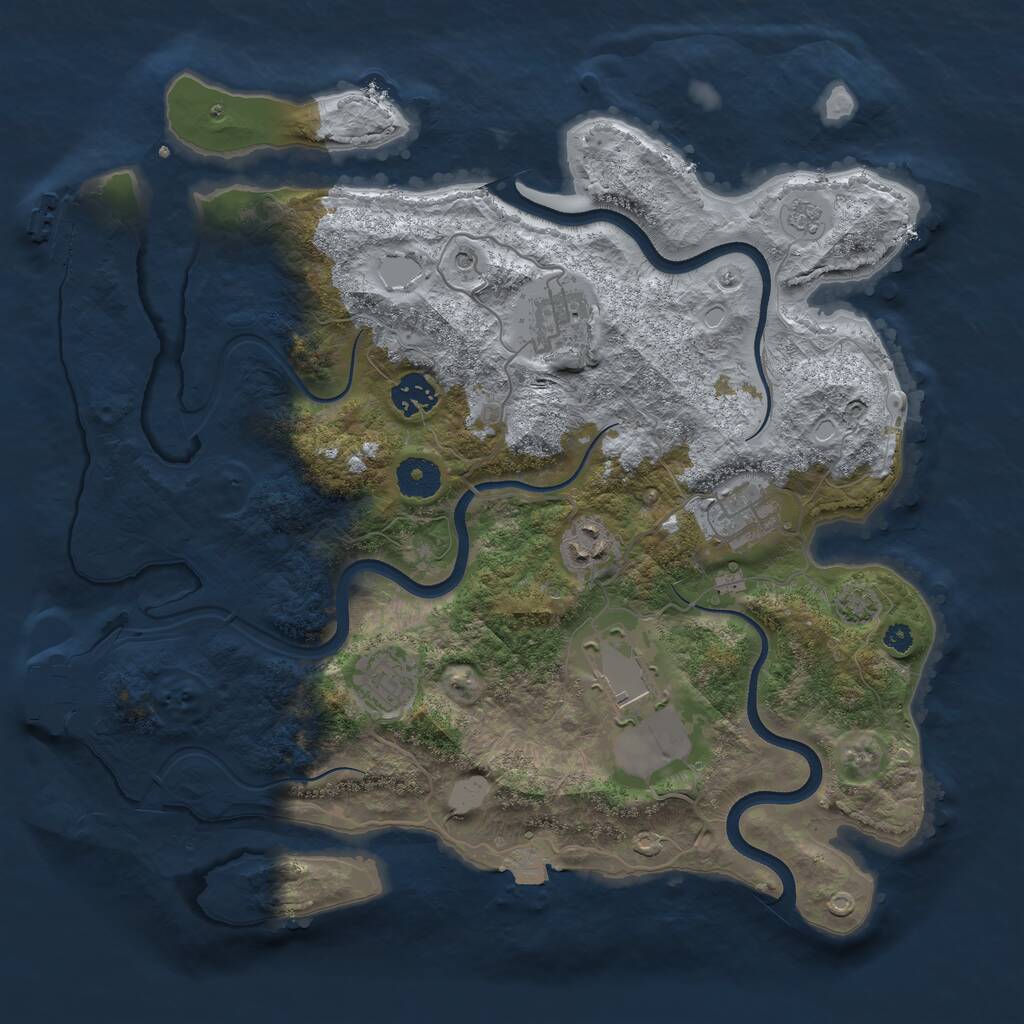 Rust Map: Procedural Map, Size: 3600, Seed: 2007053347, 12 Monuments