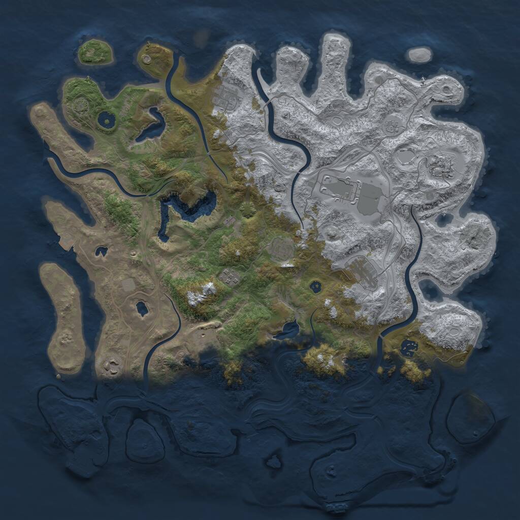 Rust Map: Procedural Map, Size: 4500, Seed: 877548446, 15 Monuments