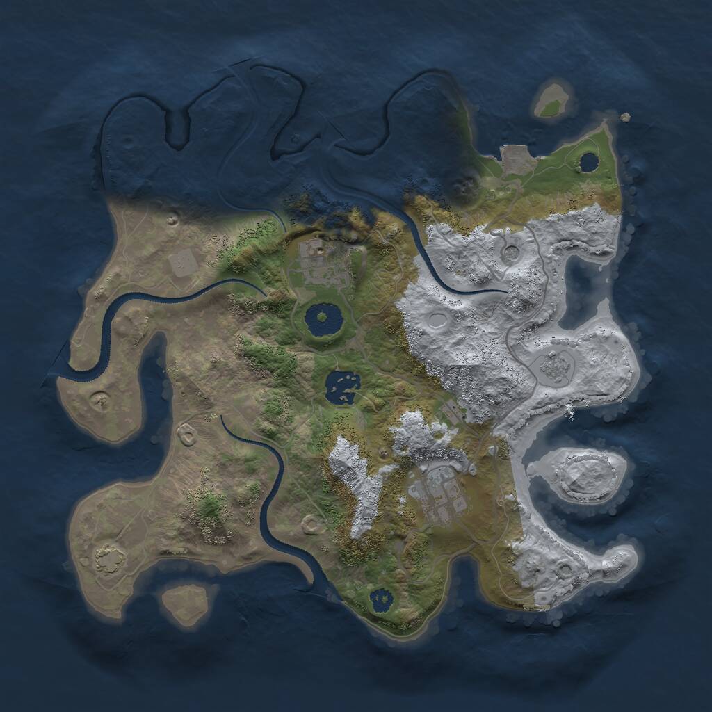 Rust Map: Procedural Map, Size: 3000, Seed: 520188584, 7 Monuments