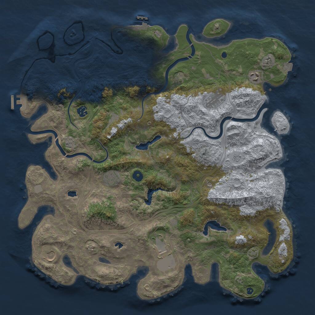 Rust Map: Procedural Map, Size: 4500, Seed: 303135648, 13 Monuments