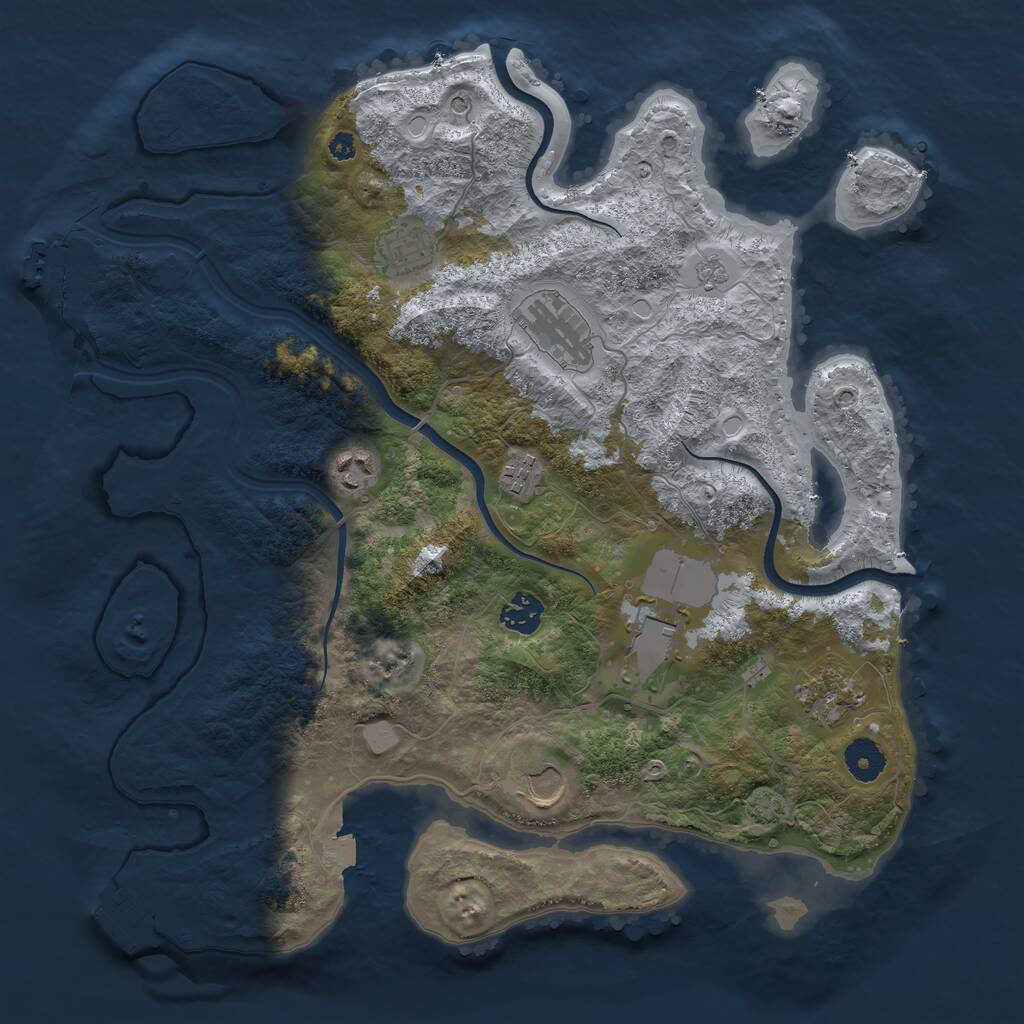 Rust Map: Procedural Map, Size: 3750, Seed: 1371367186, 14 Monuments