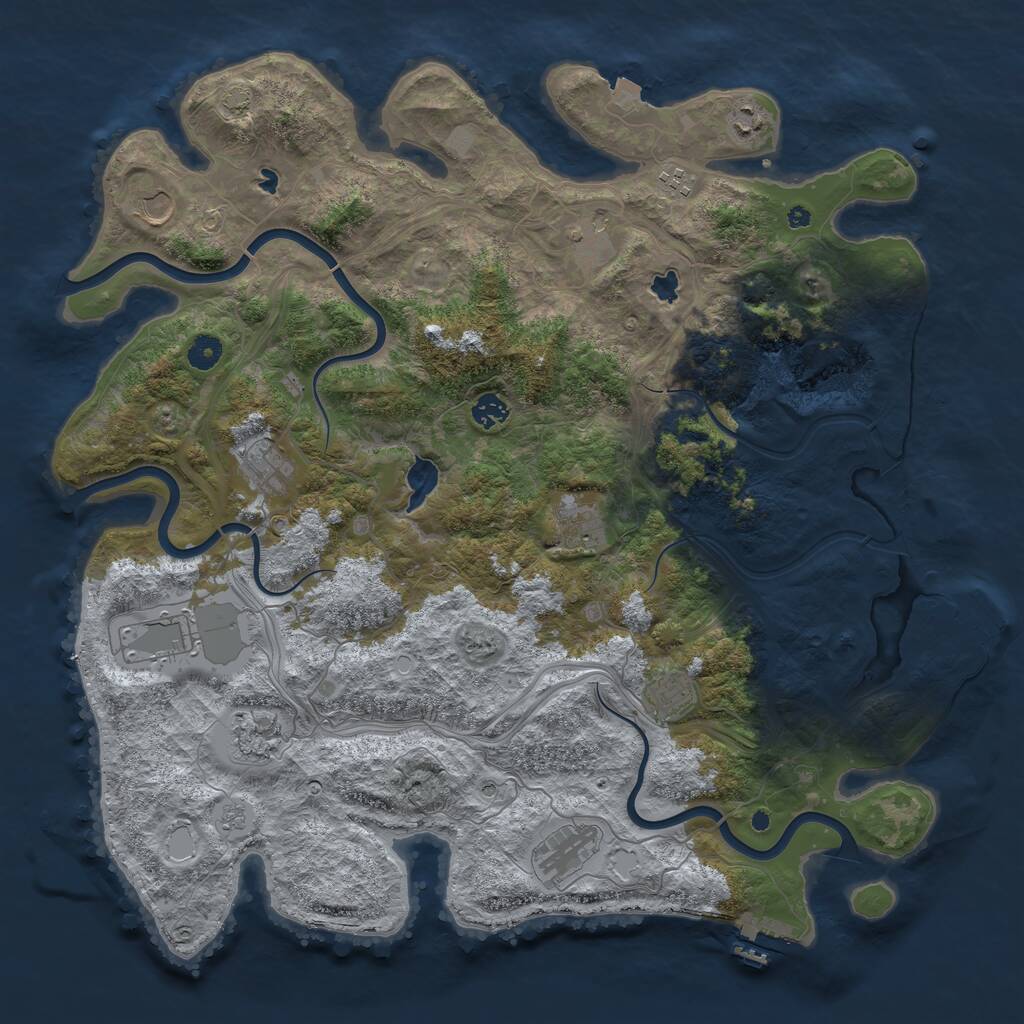 Rust Map: Procedural Map, Size: 4500, Seed: 408238499, 17 Monuments