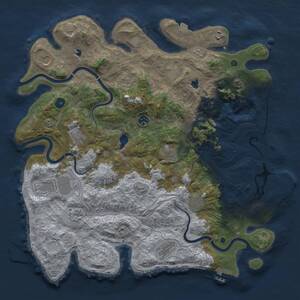 Thumbnail Rust Map: Procedural Map, Size: 4500, Seed: 408238499, 17 Monuments