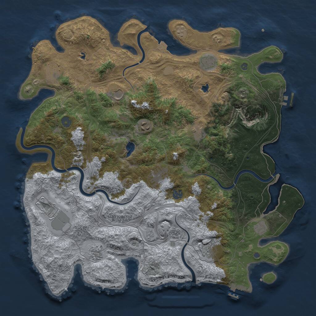 Rust Map: Procedural Map, Size: 4500, Seed: 408238499, 19 Monuments