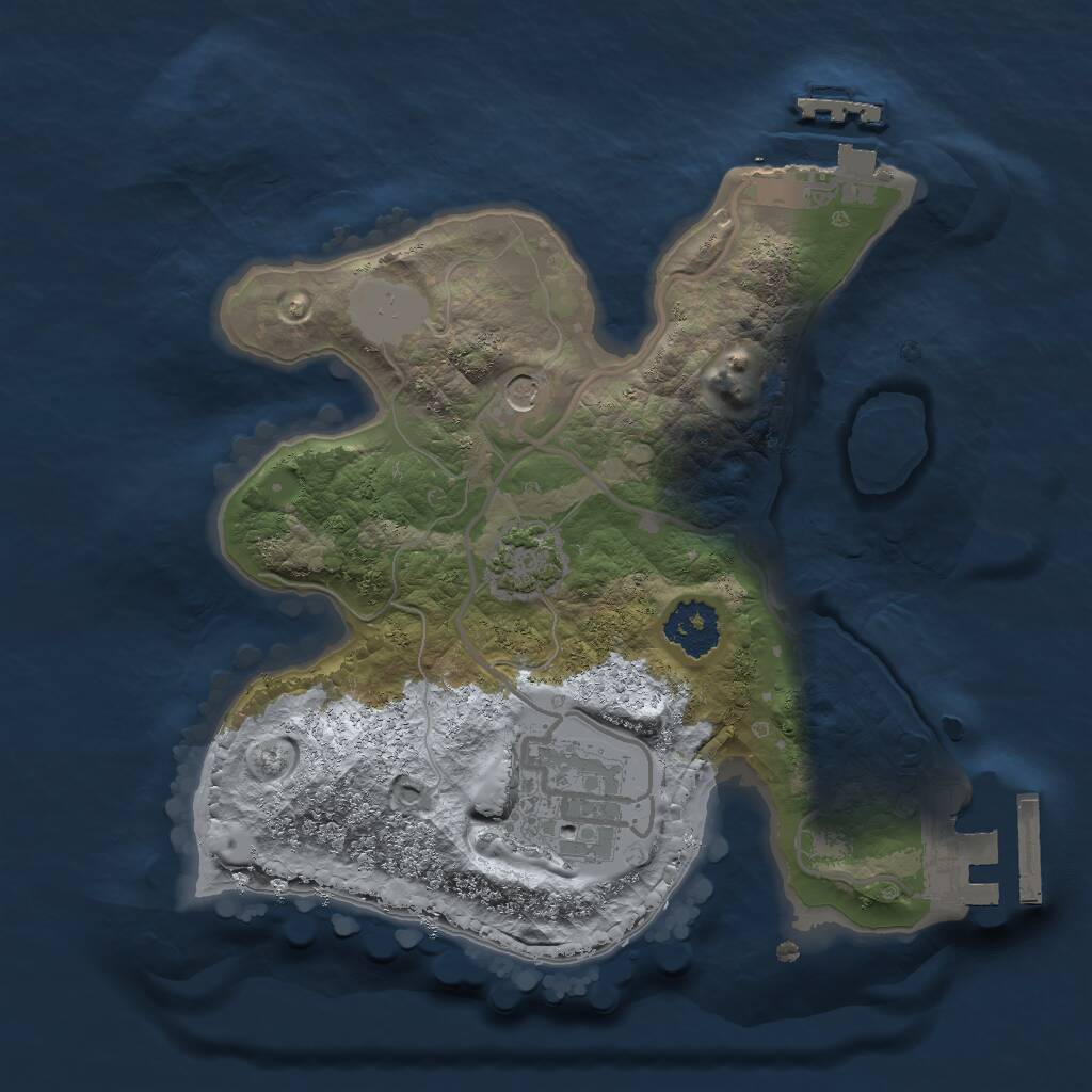 Rust Map: Procedural Map, Size: 2000, Seed: 1929843200, 6 Monuments