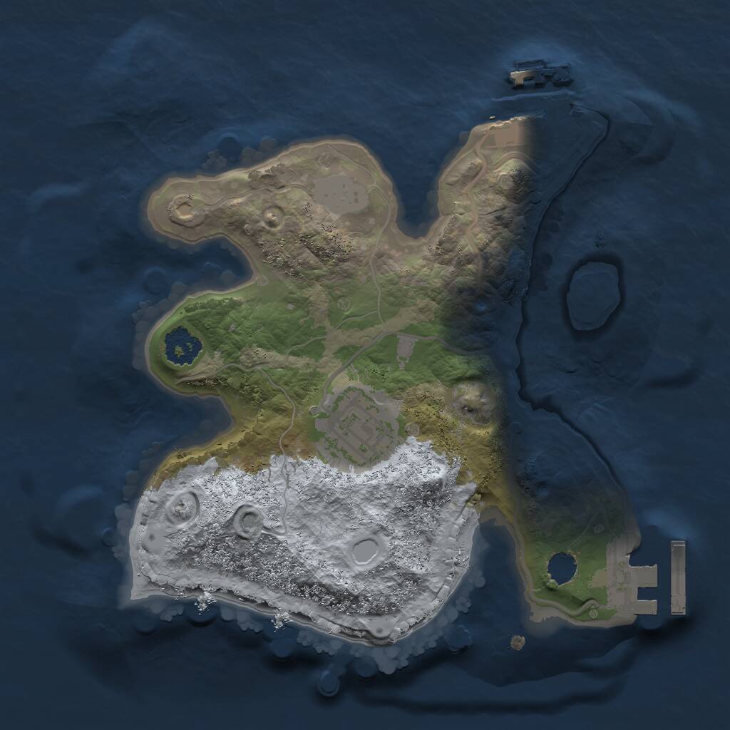Rust Map: Procedural Map, Size: 2000, Seed: 1929843200, 4 Monuments