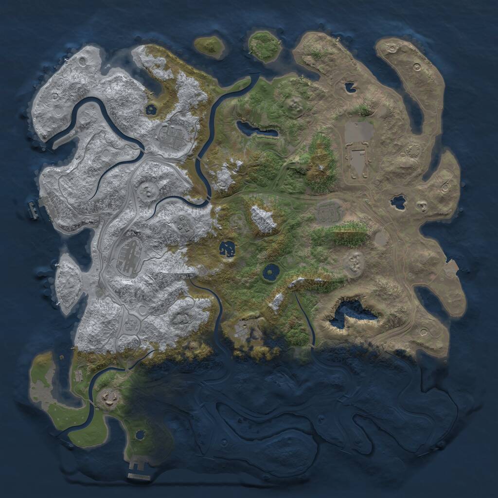 Rust Map: Procedural Map, Size: 4500, Seed: 7772024, 14 Monuments
