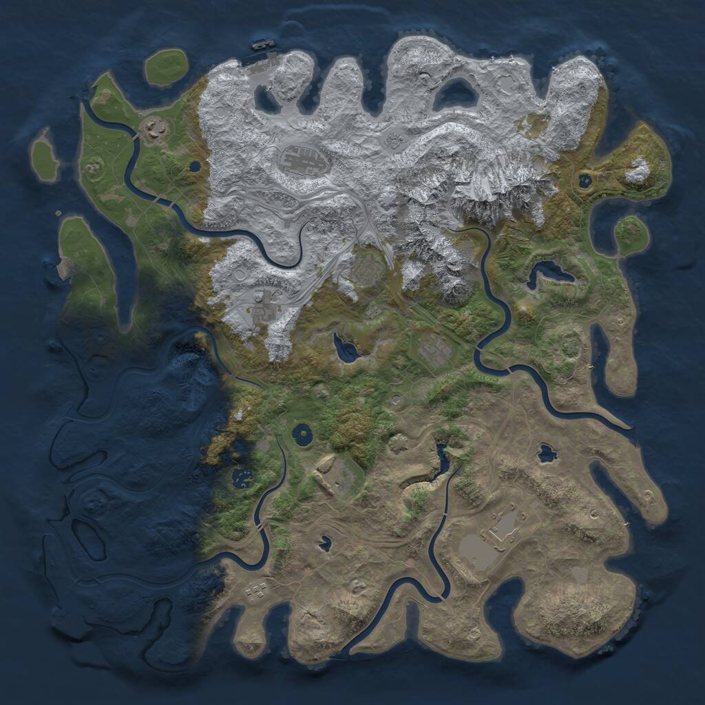 Rust Map: Procedural Map, Size: 5000, Seed: 54135641, 15 Monuments