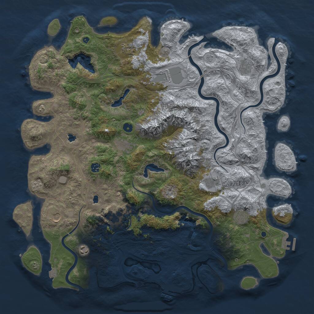 Rust Map: Procedural Map, Size: 5000, Seed: 807957892, 17 Monuments