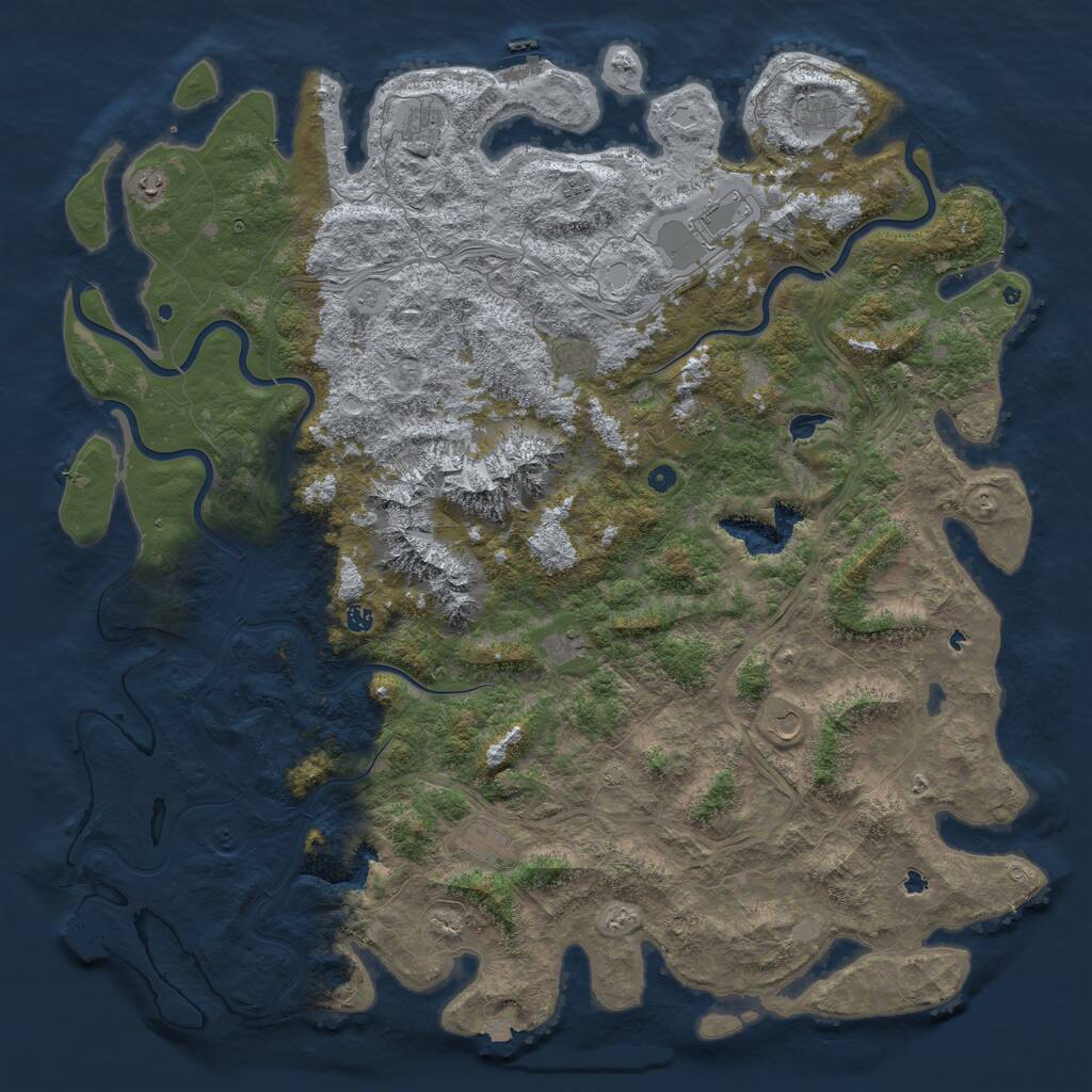 Rust Map: Procedural Map, Size: 6000, Seed: 22546132, 17 Monuments