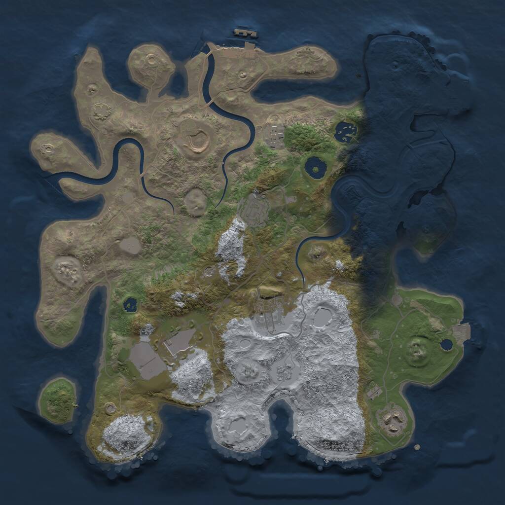 Rust Map: Procedural Map, Size: 3500, Seed: 234048249, 13 Monuments