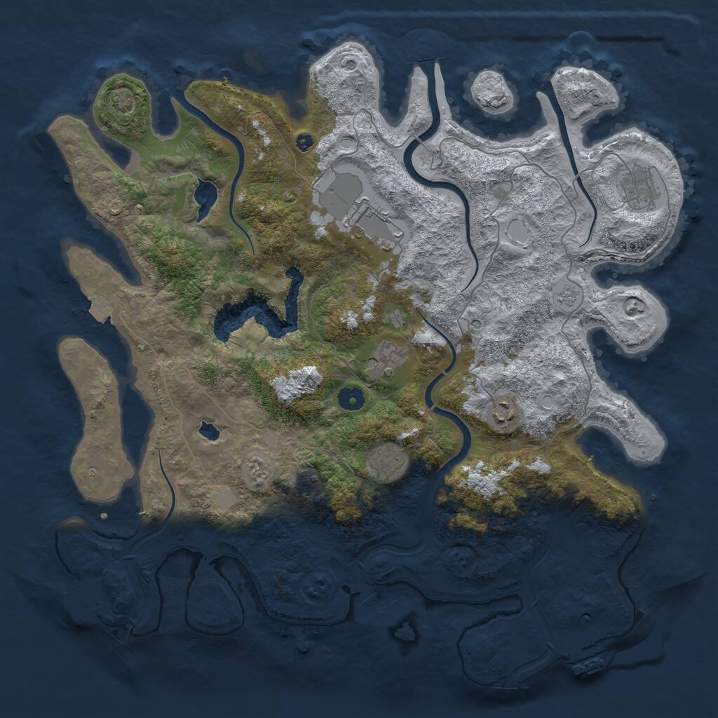 Rust Map: Procedural Map, Size: 4200, Seed: 877548446, 12 Monuments