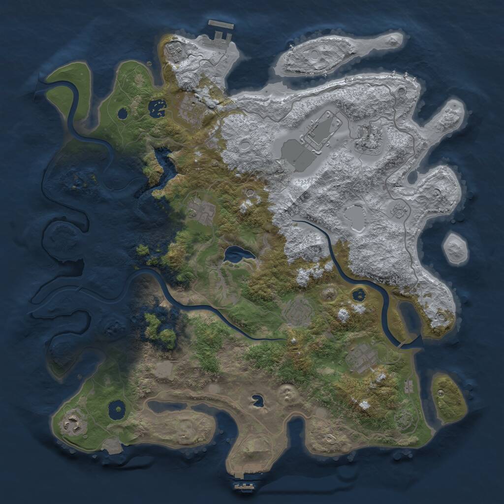 Rust Map: Procedural Map, Size: 4000, Seed: 488881, 15 Monuments