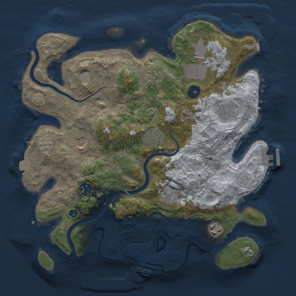 Rust Map: Procedural Map, Size: 3500, Seed: 849239676, 15 Monuments