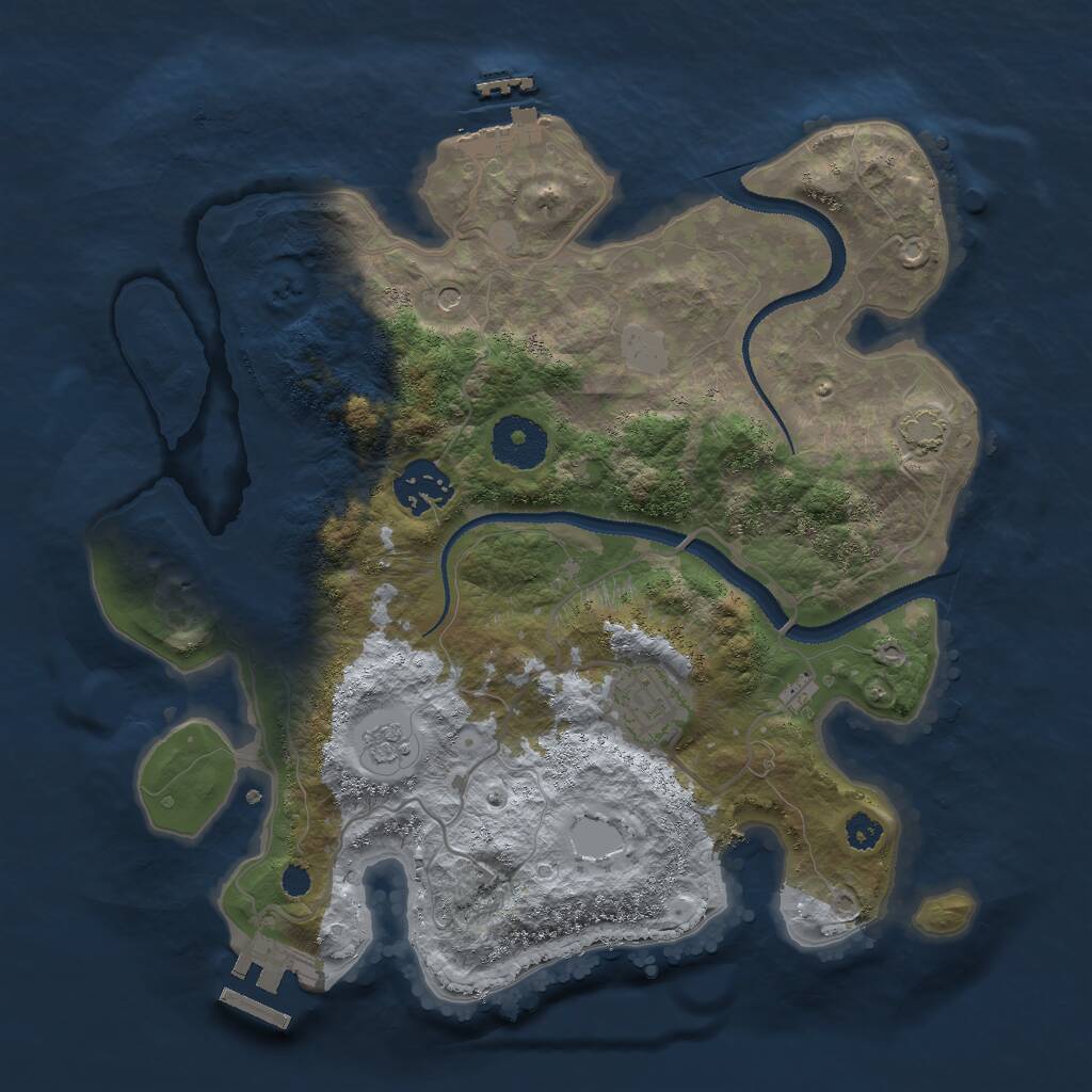 Rust Map: Procedural Map, Size: 3000, Seed: 39738, 8 Monuments