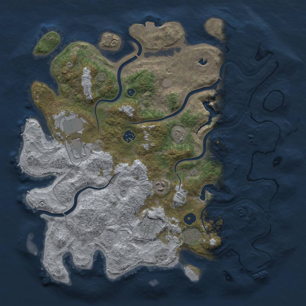 Rust Map: Procedural Map, Size: 4000, Seed: 1039693910, 12 Monuments